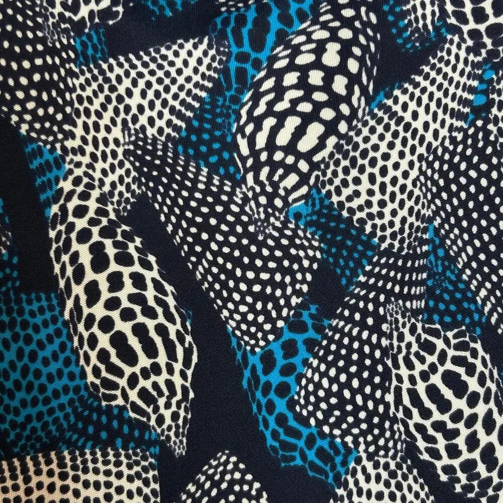Tory Burch Silk Dress S‎ Blue Coastal Resort Sea Shells Gold Buttons Faux Wrap